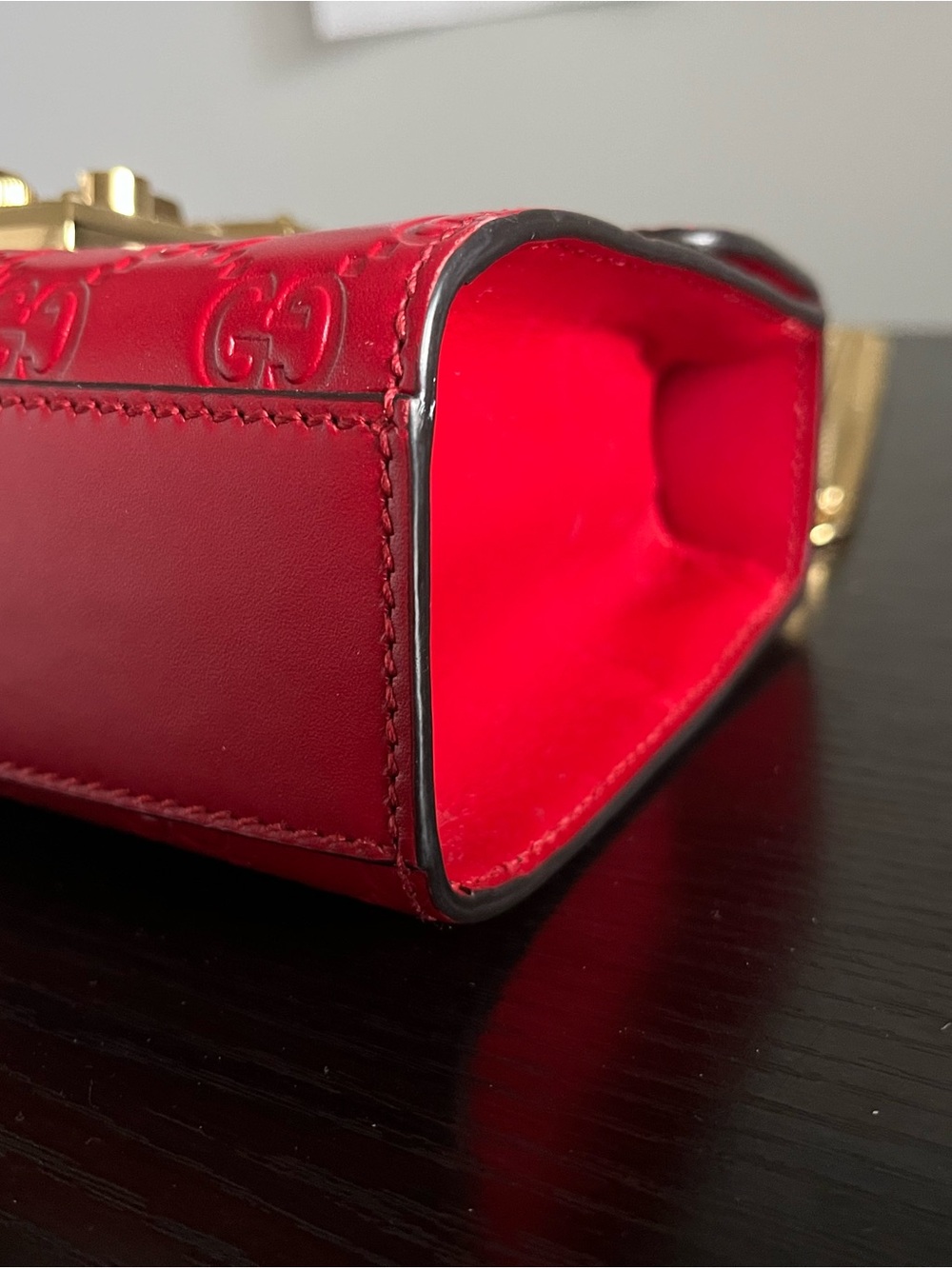 Gucci Guccissima Small Red Padlock Chain Shoulder Bag - Picture 10 of 13